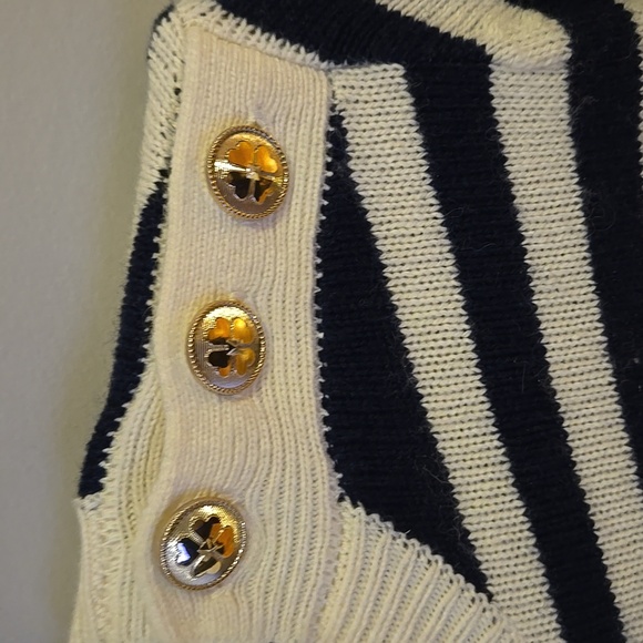 Kate SpadeNautical Striped Sweater - Navy and White With Gold Detailing Trim Sma - Picture 6 of 7